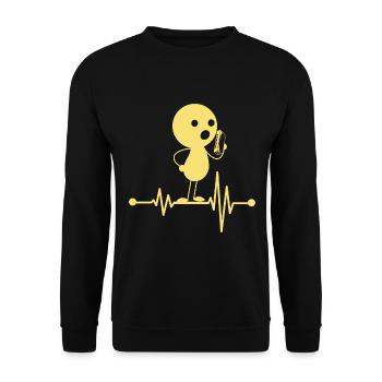 Harmonica Music Player Harmonica Heartbeat Mouth O - Unisex Pullover - Schwarz - Vorne - Alina (178cm) & Michal (187cm)