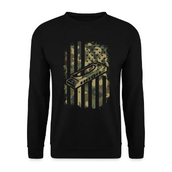 Harmonica US Flag Harmonica Musician Harmonica Pla - Unisex Pullover - Schwarz - Vorne - Alina (178cm) & Michal (187cm)