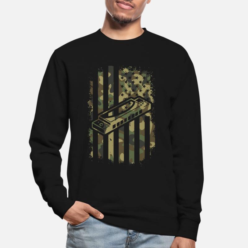 Harmonica US Flag Harmonica Musician Harmonica Pla Unisex Sweatshirt