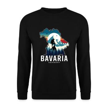 Bavaria Retro Sunrise Landscape - Unisex Sweatshirt - black - Front - Alina (178cm) & Michal (187cm)
