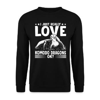 Liebe Komodowaran-besitzer, Wildtiere, Komodowaran - Unisex Pullover - Schwarz - Vorne - Alina (178cm) & Michal (187cm)