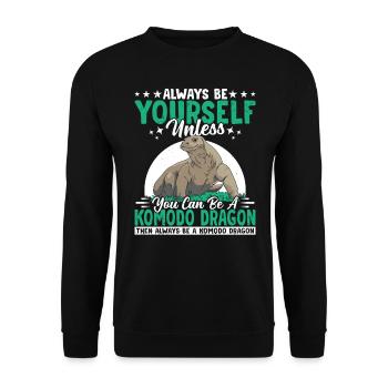Seien Sie Immer Besitzer Eines Komodowarans, - Unisex Pullover - Schwarz - Vorne - Alina (178cm) & Michal (187cm)