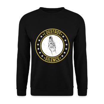 I Destroy Silence Harmonica Player Harmonica Music - Unisex Sweatshirt - black - Front - Alina (178cm) & Michal (187cm)