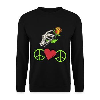 Peace Friedenssymbol Frieden - Unisex Pullover - Schwarz - Vorne - Alina (178cm) & Michal (187cm)
