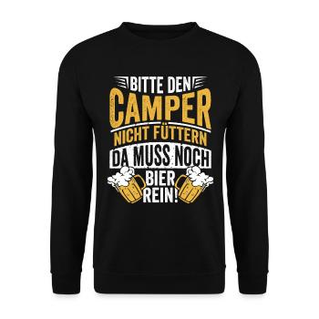 Bitte den Camper nicht füttern Bier - Unisex Pullover - Schwarz - Vorne - Alina (178cm) & Michal (187cm)