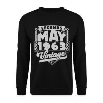 Jahrgangsgeschenk Jubiläum Mai 1963, Mai 1963 - Unisex Pullover - Schwarz - Vorne - Alina (178cm) & Michal (187cm)