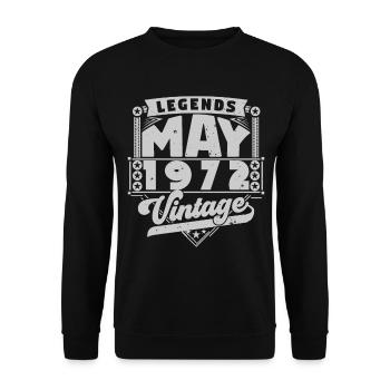 Jahrgangsgeschenk Jubiläum Mai 1972, Mai 1972 - Unisex Pullover - Schwarz - Vorne - Alina (178cm) & Michal (187cm)