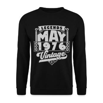 Cadeau Vintage Anniversaire Mai 1976, mai 1976 May - Sweat-shirt Unisexe - noir - Devant - Alina (178cm) & Michal (187cm)