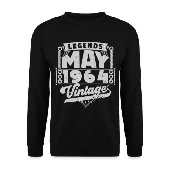 Jahrgangsgeschenk Jubiläum Mai 1964, Mai 1964 - Unisex Pullover - Schwarz - Vorne - Alina (178cm) & Michal (187cm)