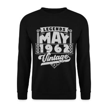 Jahrgangsgeschenk Jubiläum Mai 1962, Mai 1962 - Unisex Pullover - Schwarz - Vorne - Alina (178cm) & Michal (187cm)