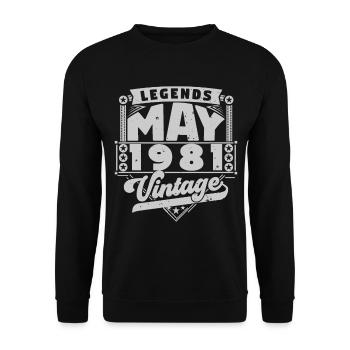 Jahrgangsgeschenk Jubiläum Mai 1981, Mai 1981 - Unisex Pullover - Schwarz - Vorne - Alina (178cm) & Michal (187cm)