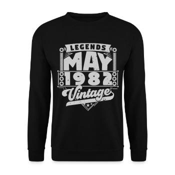 Cadeau Vintage Anniversaire Mai 1982, mai 1982 May - Sweat-shirt Unisexe - noir - Devant - Alina (178cm) & Michal (187cm)
