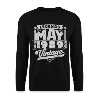Jahrgangsgeschenk Jubiläum Mai 1989, Mai 1989 - Unisex Pullover - Schwarz - Vorne - Alina (178cm) & Michal (187cm)
