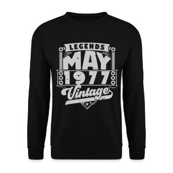 Jahrgangsgeschenk Jubiläum Mai 1977, Mai 1977 - Unisex Pullover - Schwarz - Vorne - Alina (178cm) & Michal (187cm)