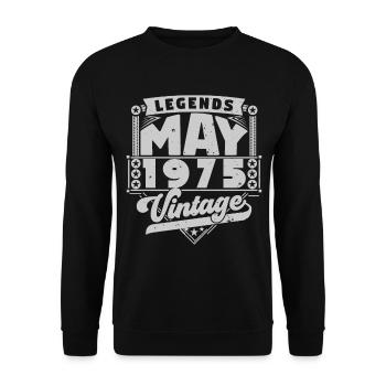 Cadeau Vintage Anniversaire Mai 1975, mai 1975 May - Sweat-shirt Unisexe - noir - Devant - Alina (178cm) & Michal (187cm)