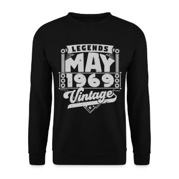 Cadeau Vintage Anniversaire Mai 1969, mai 1969 May - Sweat-shirt Unisexe - noir - Devant - Alina (178cm) & Michal (187cm)