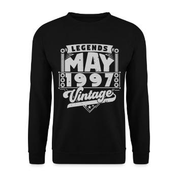 Jahrgangsgeschenk Jubiläum Mai 1997, Mai 1997 - Unisex Pullover - Schwarz - Vorne - Alina (178cm) & Michal (187cm)