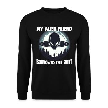 SciFi and Extraterrestrial Aliens and UFO Fan - Unisex Sweatshirt - black - Front - Alina (178cm) & Michal (187cm)