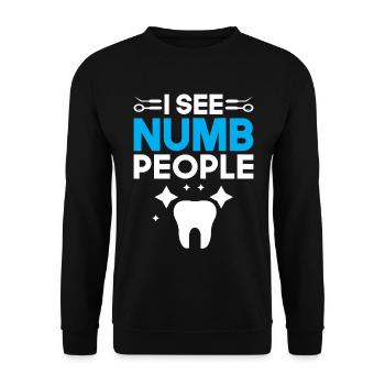 Ich Sehe Taube Menschenzähne Zahnhygieniker - Unisex Pullover - Schwarz - Vorne - Alina (178cm) & Michal (187cm)