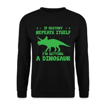 Dinosaur Dino Prehistoric Future - Unisex Sweatshirt - black - Front - Alina (178cm) & Michal (187cm)