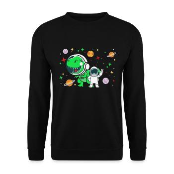 Astronaut Dinosaur Dino Prehistoric - Unisex Sweatshirt - black - Front - Alina (178cm) & Michal (187cm)