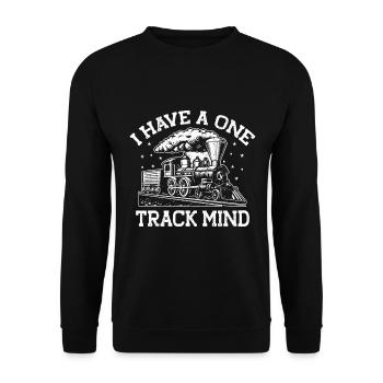 I have a single-track mind train - Unisex Sweatshirt - black - Front - Alina (178cm) & Michal (187cm)