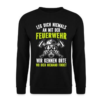 Firefighter Tshirt Firefighter Firefighter 112 - Unisex Sweatshirt - black - Front - Alina (178cm) & Michal (187cm)
