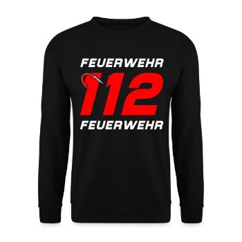 Firefighter Tshirt Firefighter Firefighter 112 - Unisex Sweatshirt - black - Front - Alina (178cm) & Michal (187cm)