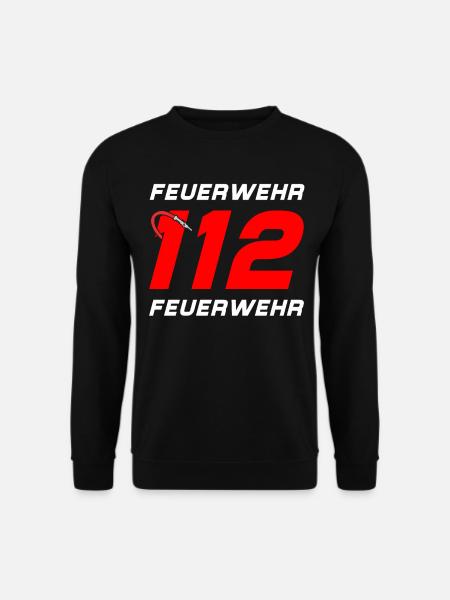 Feuerwehr Tshirt Firefighter Feuerwehrmann 112 - Unisex Pullover - Schwarz