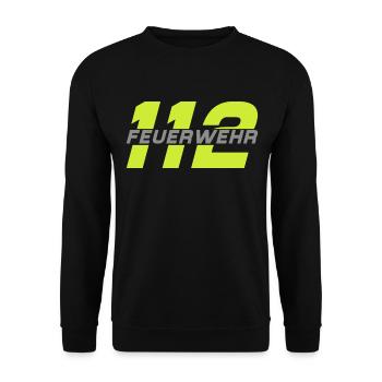 Firefighter Tshirt Firefighter Firefighter 112 - Unisex Sweatshirt - black - Front - Alina (178cm) & Michal (187cm)