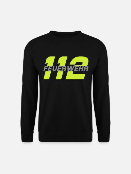 Feuerwehr Tshirt Firefighter Feuerwehrmann 112 - Unisex Pullover - Schwarz