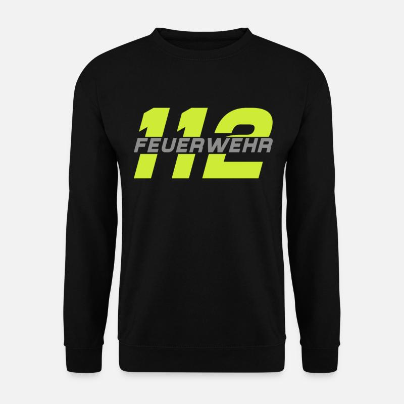 Feuerwehr Tshirt Firefighter Feuerwehrmann 112 - Unisex Pullover - Schwarz