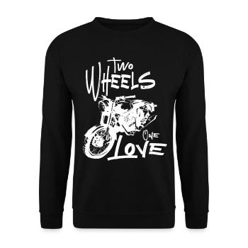 Two Wheels One Love Motorrad Biker Motorradfahrer - Unisex Pullover - Schwarz - Vorne - Alina (178cm) & Michal (187cm)