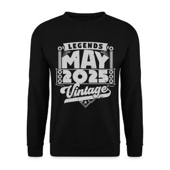Vintage-Geschenk Geburtstag Mai 2025, Mai 2025 - Unisex Pullover - Schwarz - Vorne - Alina (178cm) & Michal (187cm)