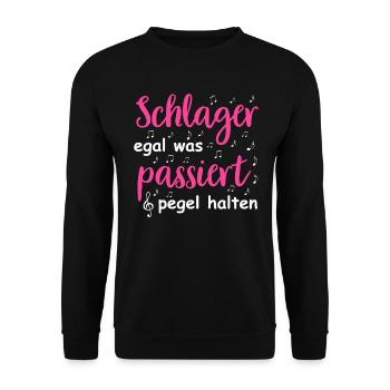 Schlager Tshirt Women's Schlager Party Costume Party - Unisex Sweatshirt - black - Front - Alina (178cm) & Michal (187cm)