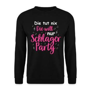 Schlager Tshirt Women's Schlager Party Costume Party - Unisex Sweatshirt - black - Front - Alina (178cm) & Michal (187cm)