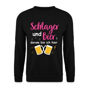 Schlager Tshirt Women's Schlager Party Costume Party - Unisex Sweatshirt - black - Front - Alina (178cm) & Michal (187cm)