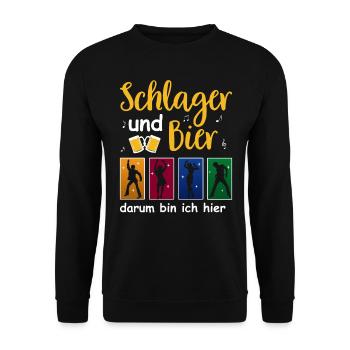 Schlager Tshirt Women's Schlager Party Costume Party - Unisex Sweatshirt - black - Front - Alina (178cm) & Michal (187cm)