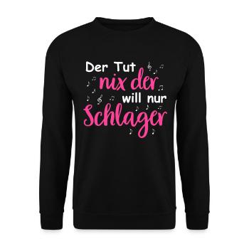 Schlager Tshirt Women's Schlager Party Costume Party - Unisex Sweatshirt - black - Front - Alina (178cm) & Michal (187cm)