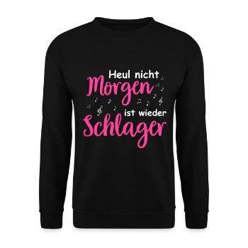 Schlager Tshirt Women's Schlager Party Costume Party - Unisex Sweatshirt - black - Front - Alina (178cm) & Michal (187cm)
