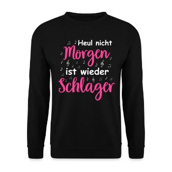 Schlager Tshirt Women's Schlager Party Costume Party - Unisex Sweatshirt - black - Front - Alina (178cm) & Michal (187cm)