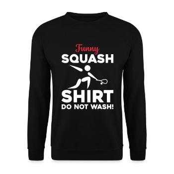 Funny Squash Shirt Do not wash - Funny Squash Play - Unisex Pullover - Schwarz - Vorne - Alina (178cm) & Michal (187cm)