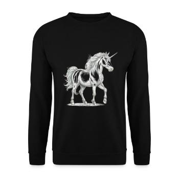 Licornes, Licorne, Animaux mythiques, Personnage de conte de fées - Sweat-shirt Unisexe - noir - Devant - Alina (178cm) & Michal (187cm)