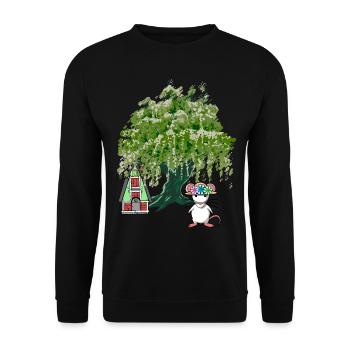 Wald Natur Maus Nager Haus Waldbewohner Baum - Unisex Pullover - Schwarz - Vorne - Alina (178cm) & Michal (187cm)