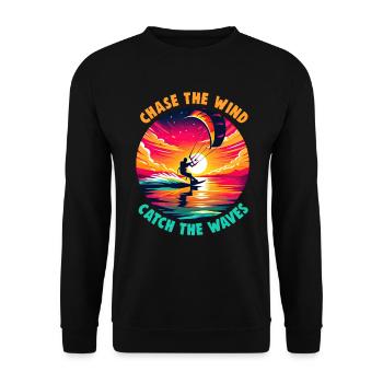 Kitesurfing Chase the wind catch the waves - Unisex Sweatshirt - black - Front - Alina (178cm) & Michal (187cm)