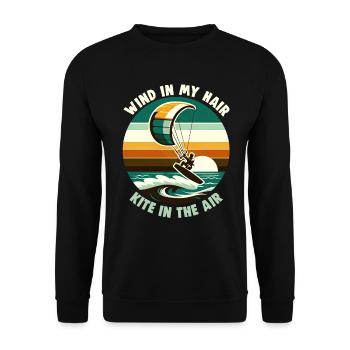 Kitesurfing Wind in my hair kite in the air - Unisex Sweatshirt - black - Front - Alina (178cm) & Michal (187cm)