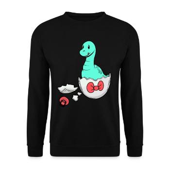 Dino Baby Birth Pregnancy Eggshell - Unisex Sweatshirt - black - Front - Alina (178cm) & Michal (187cm)