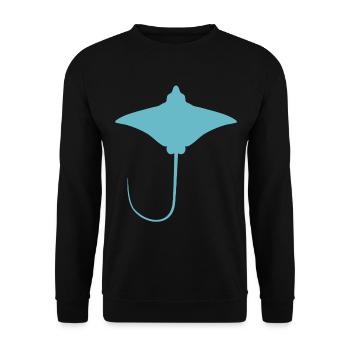 Rochen – Eleganter Schwimmer der Meere - Unisex Pullover - Schwarz - Vorne - Alina (178cm) & Michal (187cm)