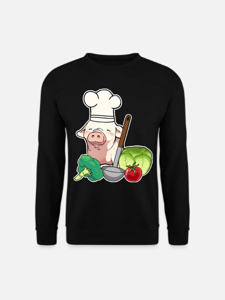 Schwein Gemüse Vegetarisc Koch kochen Ferkel - Unisex Pullover - Schwarz