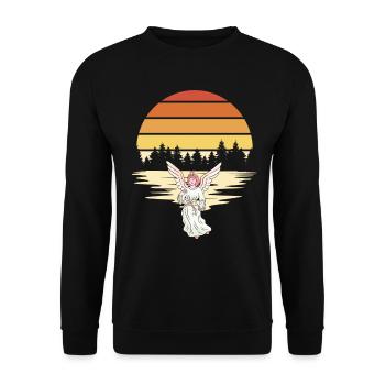 Angel, Forest, Nature, Sunrise, Spiritual - Unisex Sweatshirt - black - Front - Alina (178cm) & Michal (187cm)